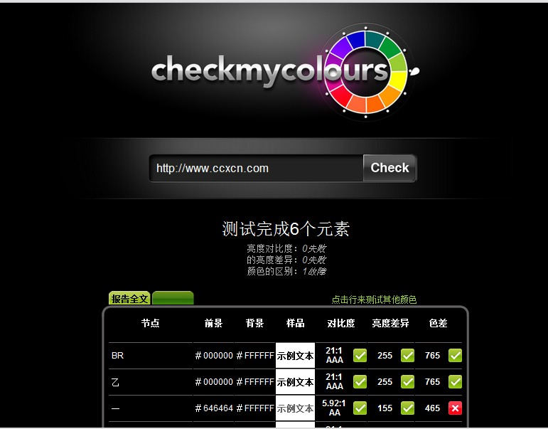 網(wǎng)站設(shè)計(jì)色彩對比分析網(wǎng)站 Check My Colours 網(wǎng)站截圖